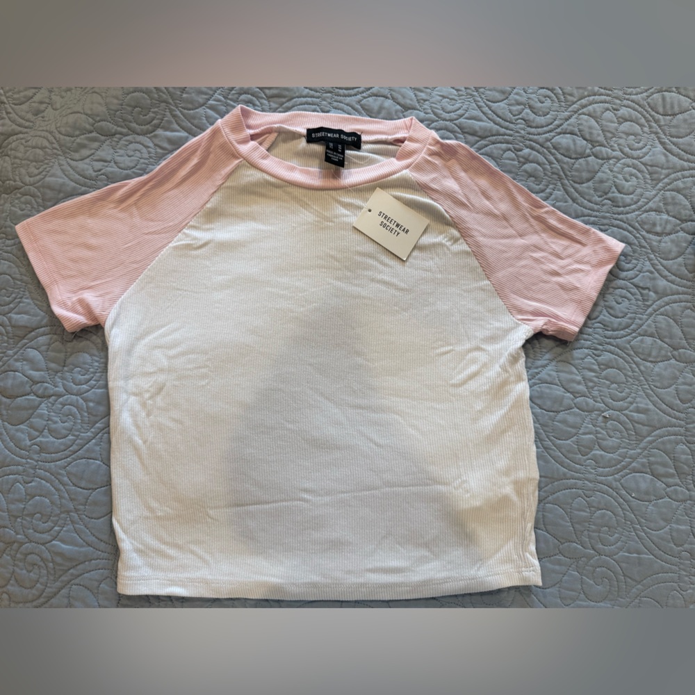 3/$10 Bundle - Streetwear Society Pink and White Short Sleeve Tee